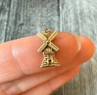 Small Vintage Windmill Charm in 14K Gold