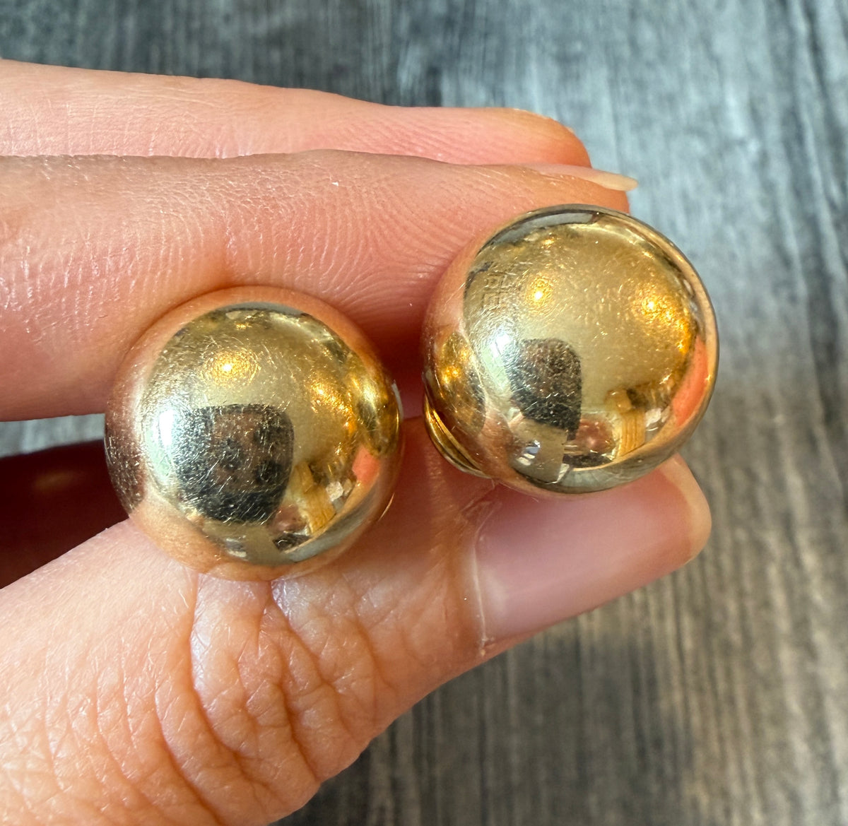 Dome or Button Earrings in 14K Gold