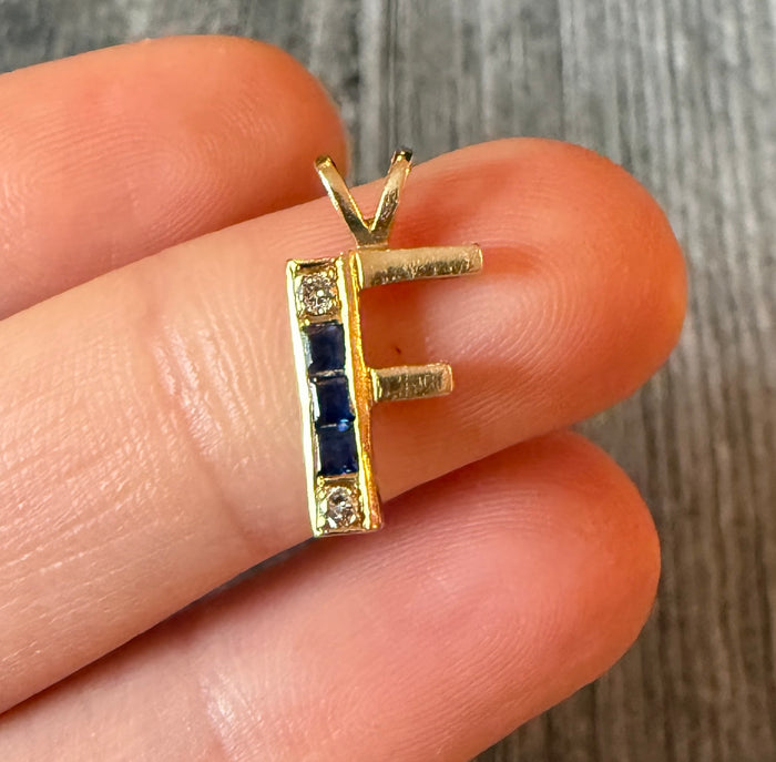 Sapphire and Diamond Initial F Charm
