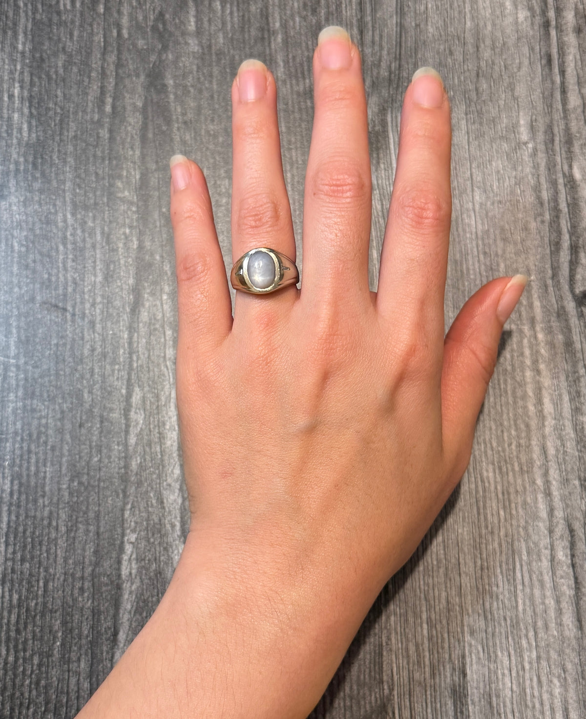 Star Sapphire and Diamond Flush Set Ring in 14K Gold (A)