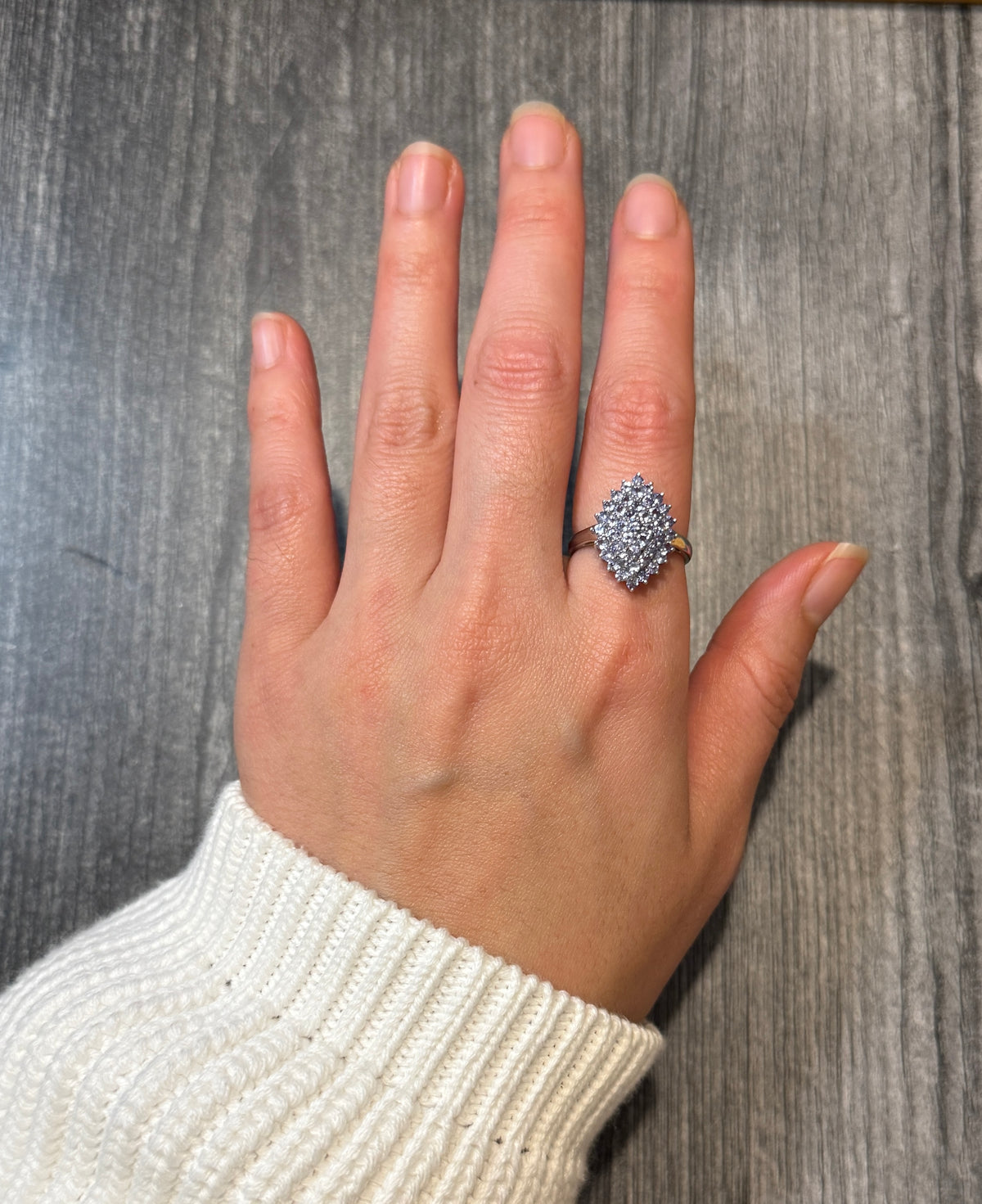 Tanzanite Cluster 10K White Gold Ring (S)
