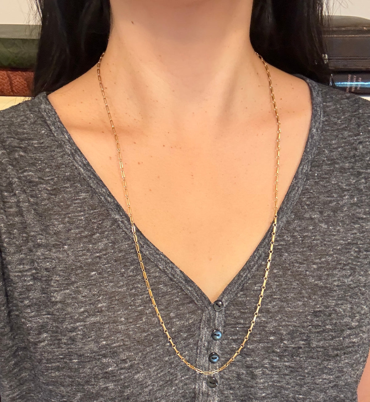 Vintage Extra Long Book Chain in 14K Gold, 30.5” Long
