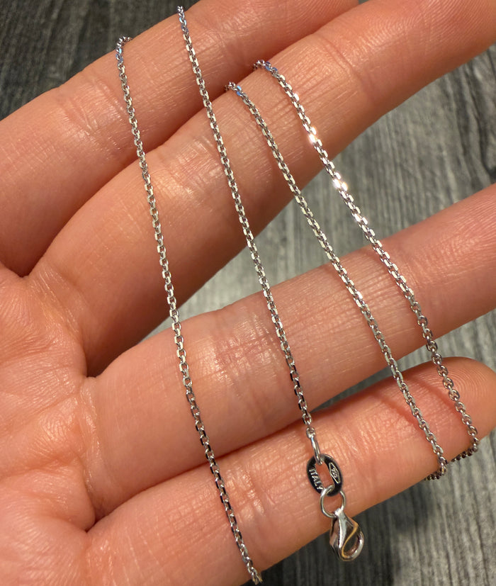 Cable Link 18K White Gold Chain, 16.5" Long