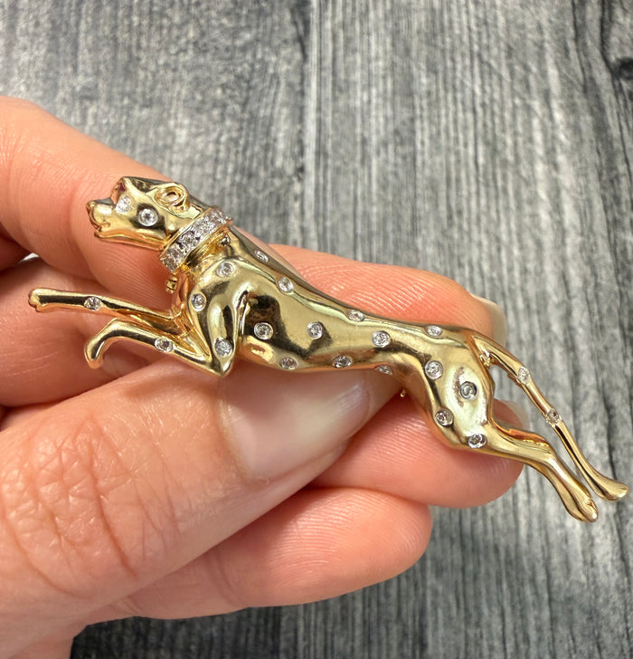 Diamond and 14K Gold Panther Pendant and Brooch