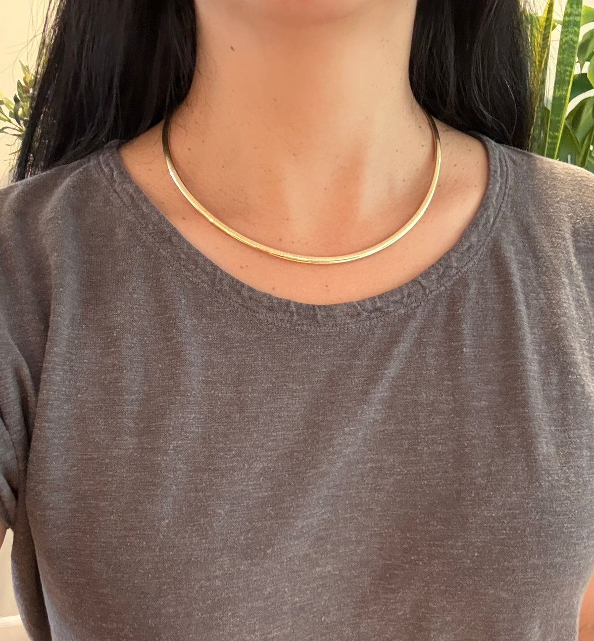 Classic Omega Necklace in 14K Gold, 18” Long (A)