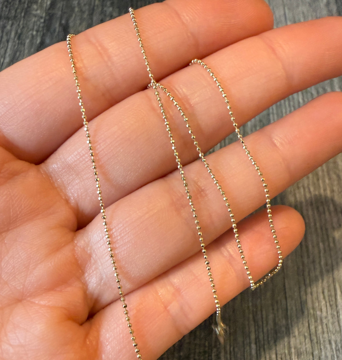 Faceted 14K Gold Ball Chain, 15.75" Long