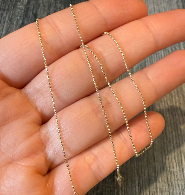 Faceted 14K Gold Ball Chain, 15.75" Long
