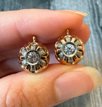 Diamond Flower Leverback Earrings in 18K Rose Gold (I)