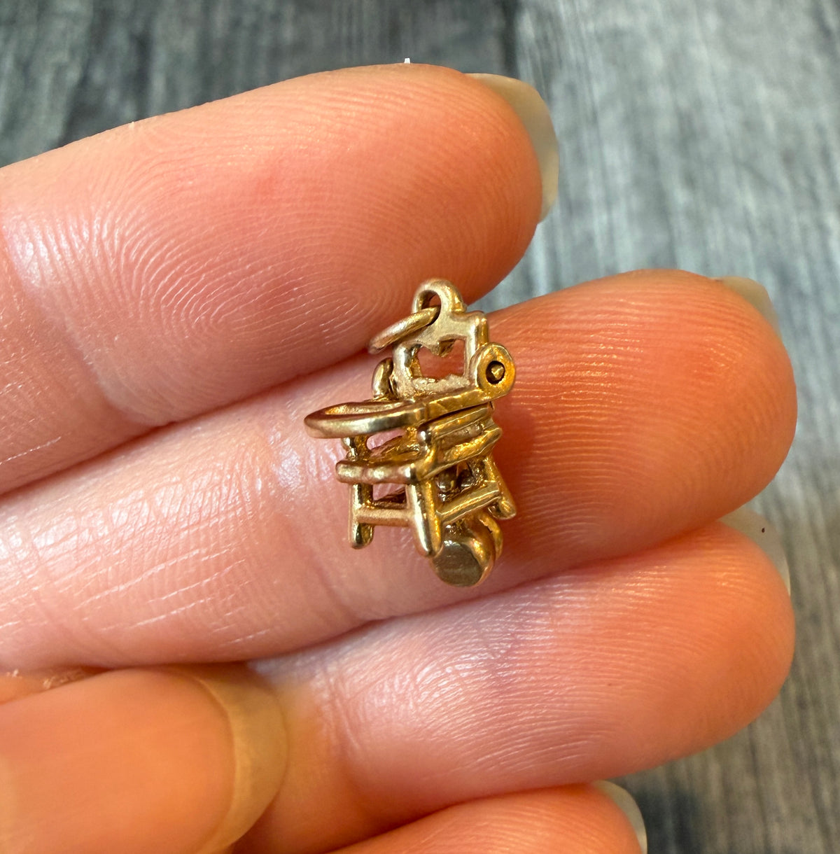 Vintage Articulated Highchair Charm in 14K Gold