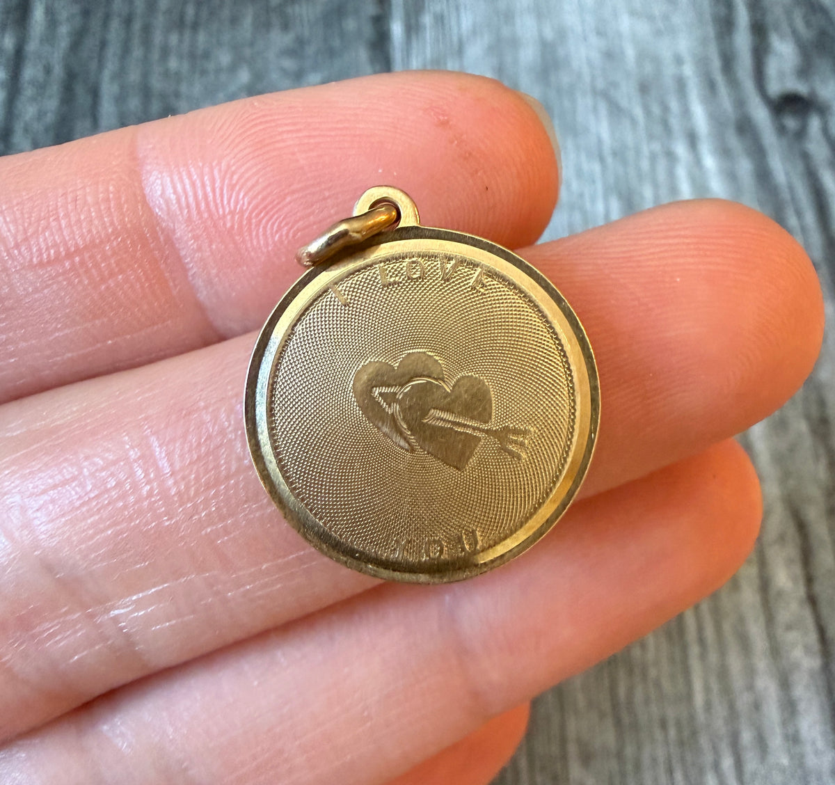 "I LOVE YOU" Shot Through the Heart Charm in 14K Gold by Larter & Sons