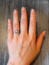 Art Deco Style Diamond and Ruby Target Ring (S)