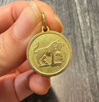 Vintage Taurus Zodiac Charm in 14K Gold