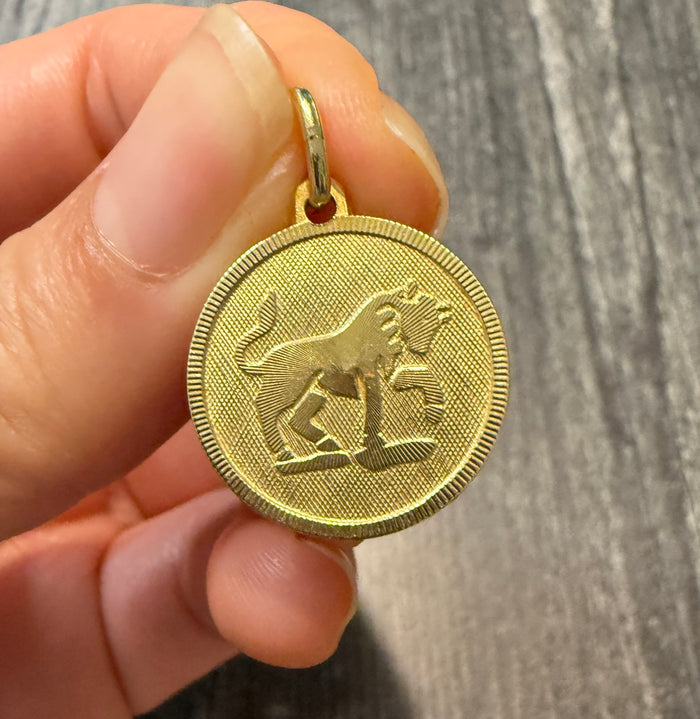 Vintage Taurus Zodiac Charm in 14K Gold