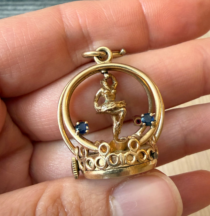 1960s Dankner "Living Charm" Spinning Ballerina in 14K Gold