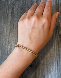 Double Curb Link 14K Gold Bracelet, 8.4” Long