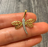 Diamond Dragonfly Charm in 18K Two Tone Gold