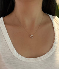 Diamond Circle Necklace in 14K Gold, 16”-18” Long