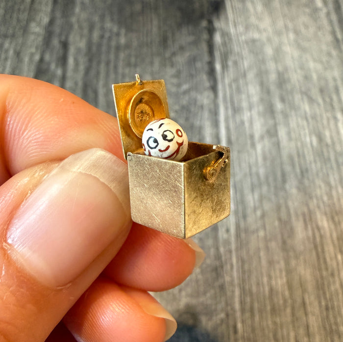 Articulated Enamel Jack in the Box Charm in 14K Gold