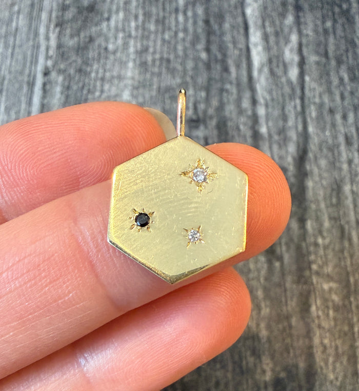 Diamond Hexagon Constellation Charm in 18K Gold