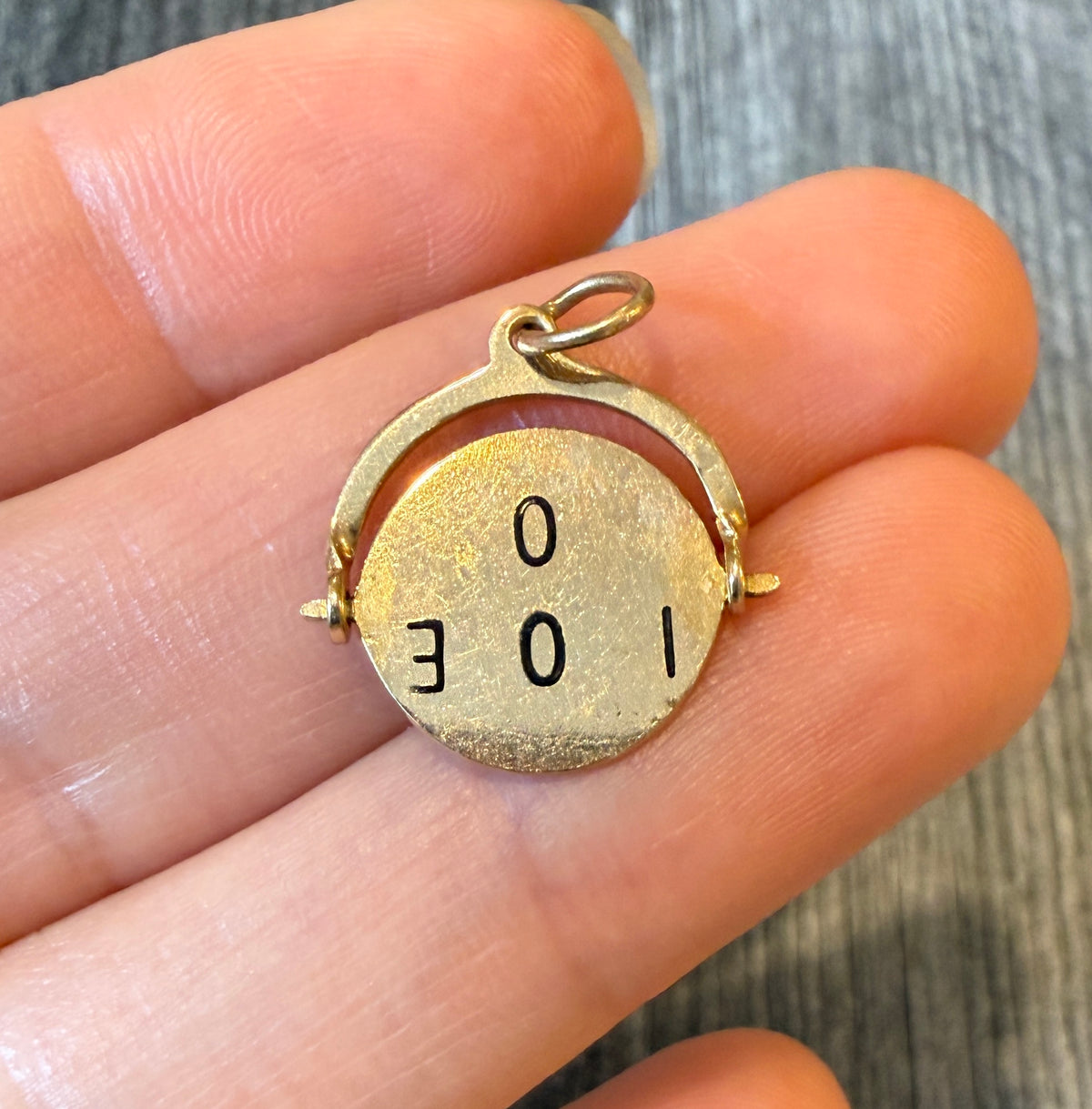 "I LOVE YOU" Spinner Charm in 14K Gold
