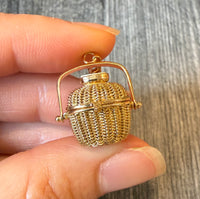 Articulated Scrimshaw Nantucket Basket Charm in 14K Gold