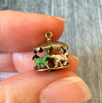 Vintage Sloan & Co. Enamel and 14K Gold Movable Carousel Charm