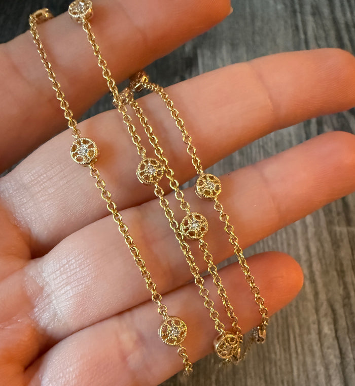 Diamond Station and 14K Gold Chain, 18" Long (S)