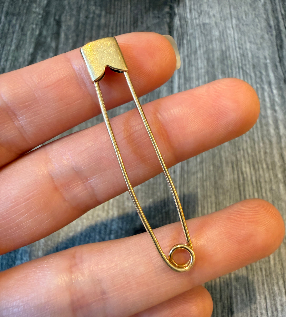 Long Vintage 14K Gold Safety Pin