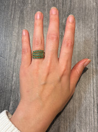Emerald and 18K Gold Harem Ring, Size 8.25 (S)