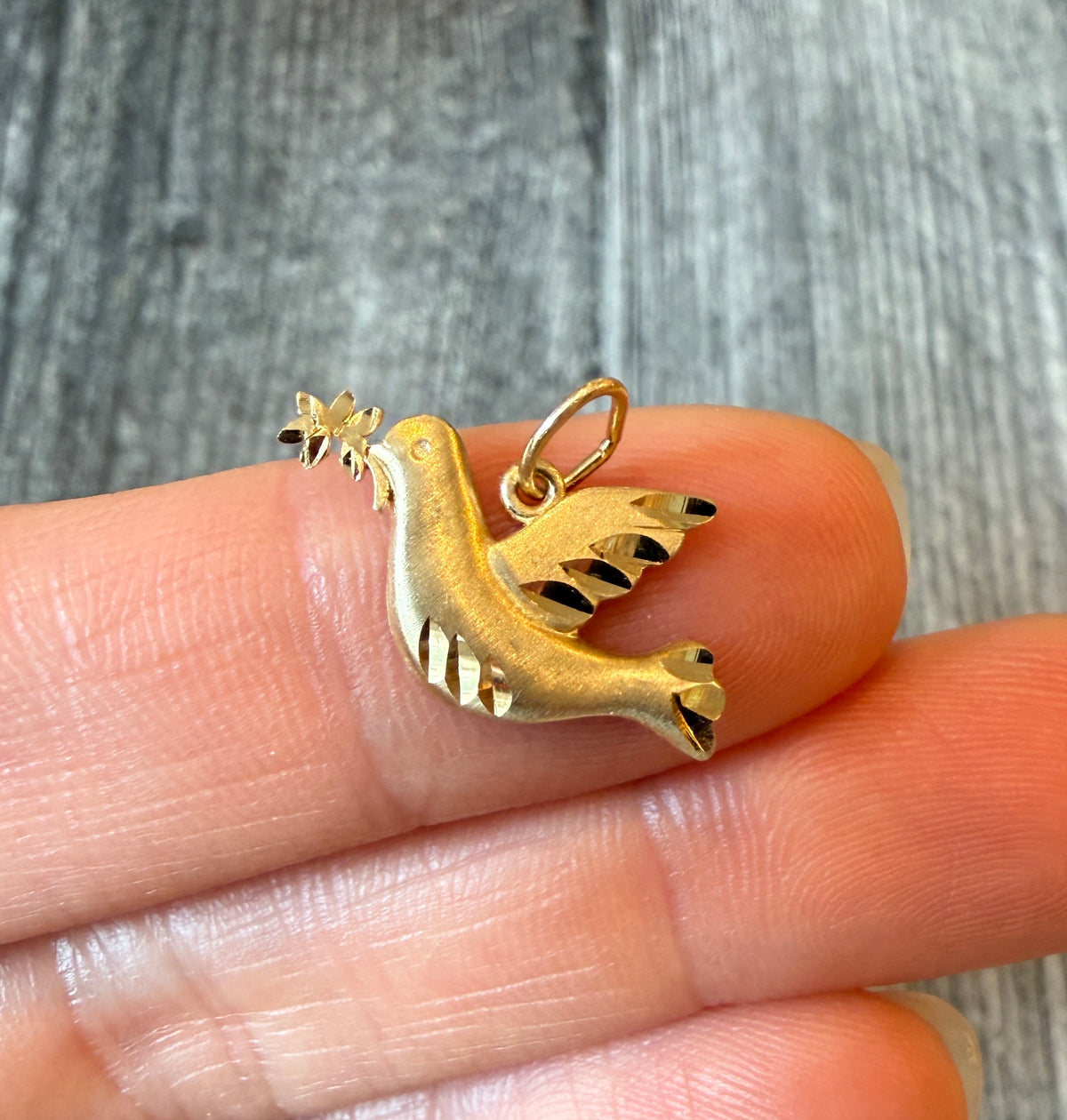 Small Dove of Peace Charm in 14K Gold