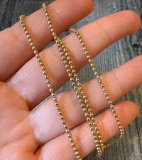 Gold Ball Chain in 14K Gold, 18” Long (J)