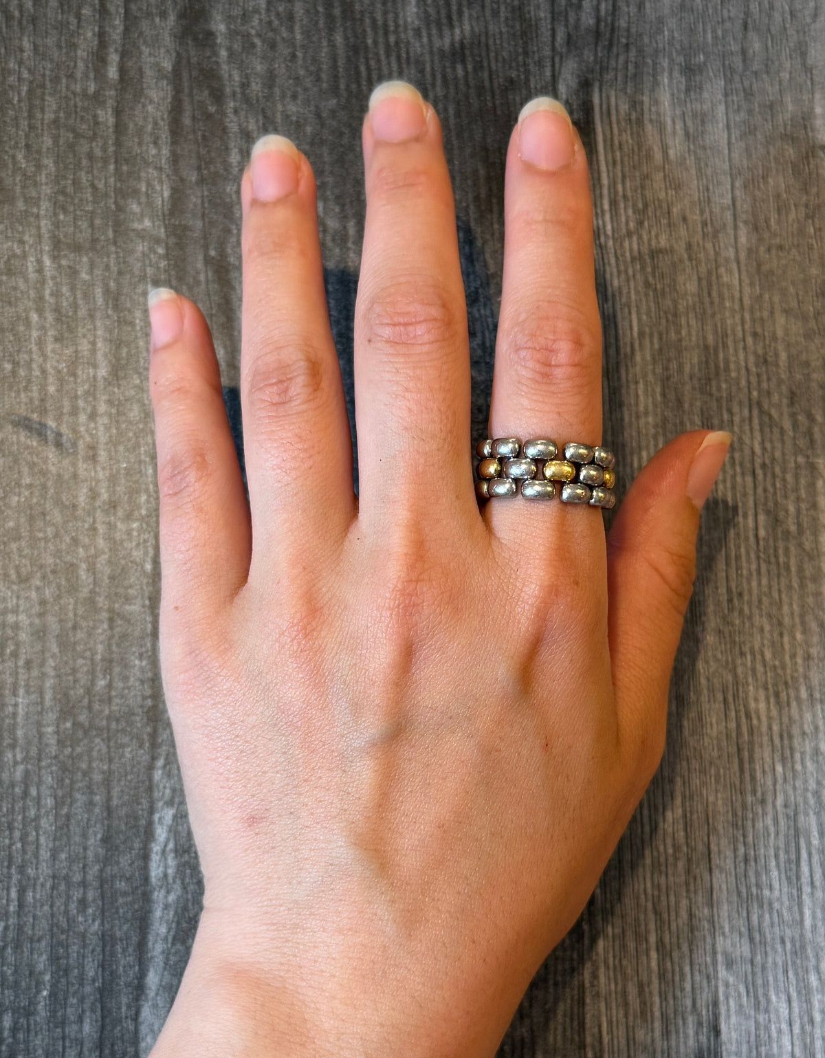 Flexible 18K Gold and Stainless Steel Chain Band, Size 8.5 (I)