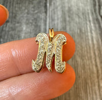 Diamond Initial "M" Charm in 14K Gold