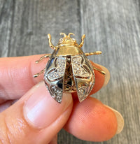 Diamond and 14K Bicolor Gold Ladybug Pin (I)
