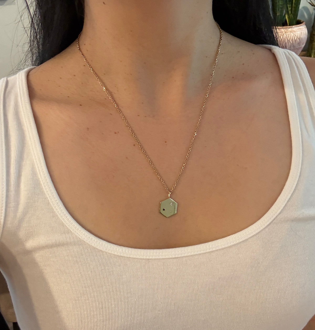 Diamond Hexagon Constellation Charm in 18K Gold