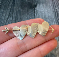 Vintage Engine Turned “Shot Through the Heart” Brooch in 14K Gold