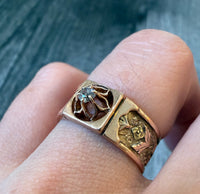 Victorian Diamond Flower Ring in 14K Tricolor Gold