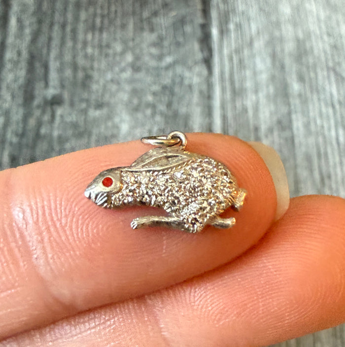 Art Deco Diamond Rabbit Charm in Platinum (H)