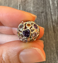 Multi Gemstone Ball Slider Charm in 18K White Gold