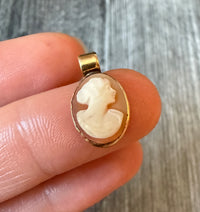 Carved Shell Cameo Charm of a Woman's Profile