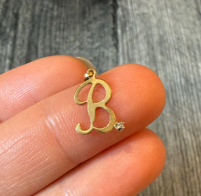 Lightweight Initial "B" Charm with Diamond