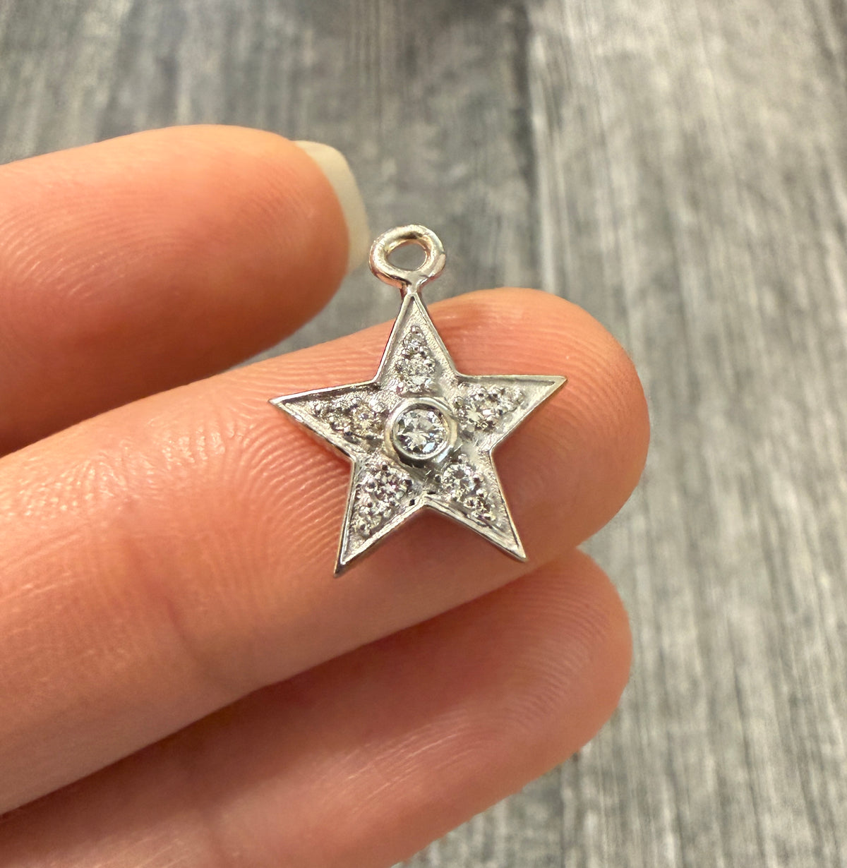 Diamond and 18K White Gold Star Charm