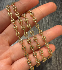 Puffy Mariner Link Chain in 18K Gold, 18” Long