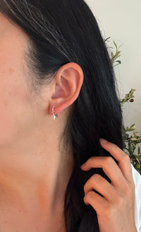 Diamond and 14K White Gold Spike Huggie Earrings