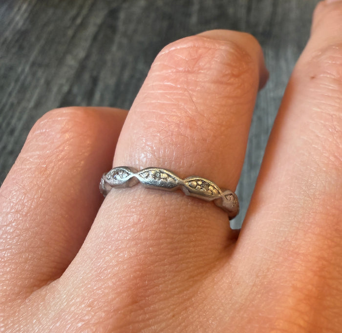 Vintage Scalloped Platinum and Diamond Eternity Band, Size 6.75