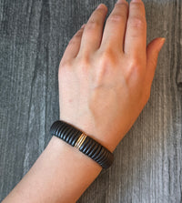 Diamond and Matte Black Ceramic Stretch Bracelet in 18K Gold (H)