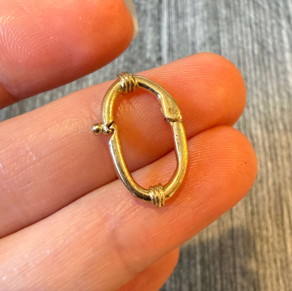 Oval Charm Holder or Chain Connector in 14K Gold (A)