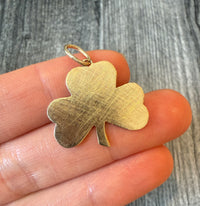 Midsized 14K Gold Florentine Finish Clover Charm