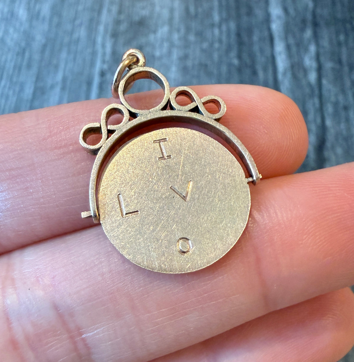 "I LOVE YOU" Spinner Charm in 10K Rosy Gold