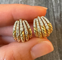 David Yurman Wide Diamond Huggie Earrings in 18K Gold